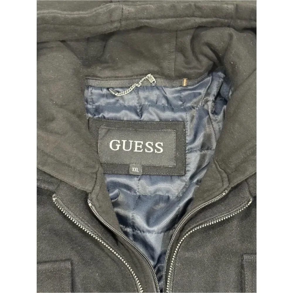 GUESS Men’s Wool Blend‎ Jacket with Hood – Size XXL 🖤